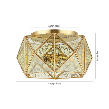 Violet 12.5" Industrial Vintage Iron/Glass LED Flush Mount - JONATHAN Y
